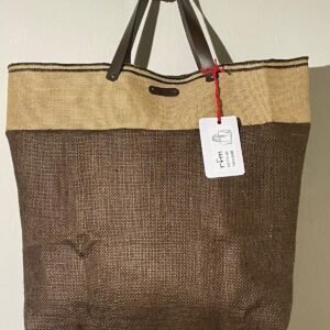 bolso yute marrón y beig combinado