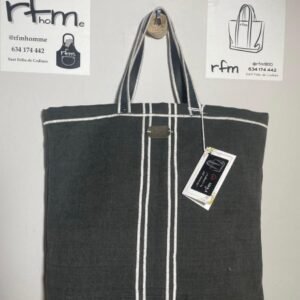 bolso algodón negro con bordados blancos