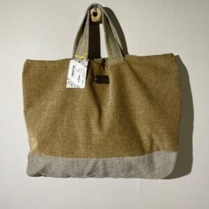 bolso beig de lino velour combinado