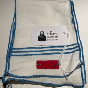 bufanda de lino blanco con bordados azules