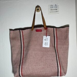 bolso lino rosa bordados bandera francesa