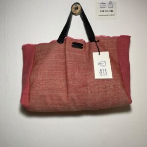 bolso lino combinado rosa