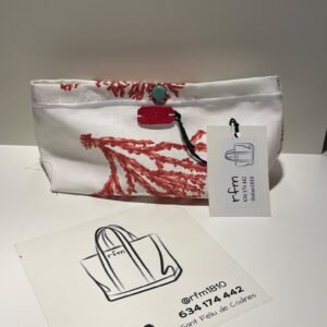 neceser de algodón con estampado coral con bordados
