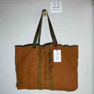 bolso lino caldera con bordados kaki