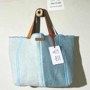 bolso lino azul combinado