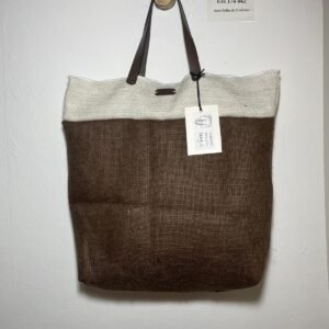 bolso yute-lino marrón y beig