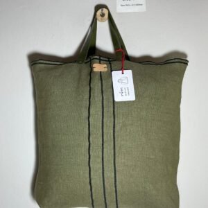 bolso lino verde con bordados verdes