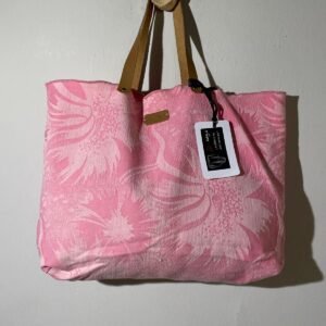 bolso algodón tela colchonera con bordados rosa