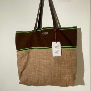 bolso lino beig y marrón