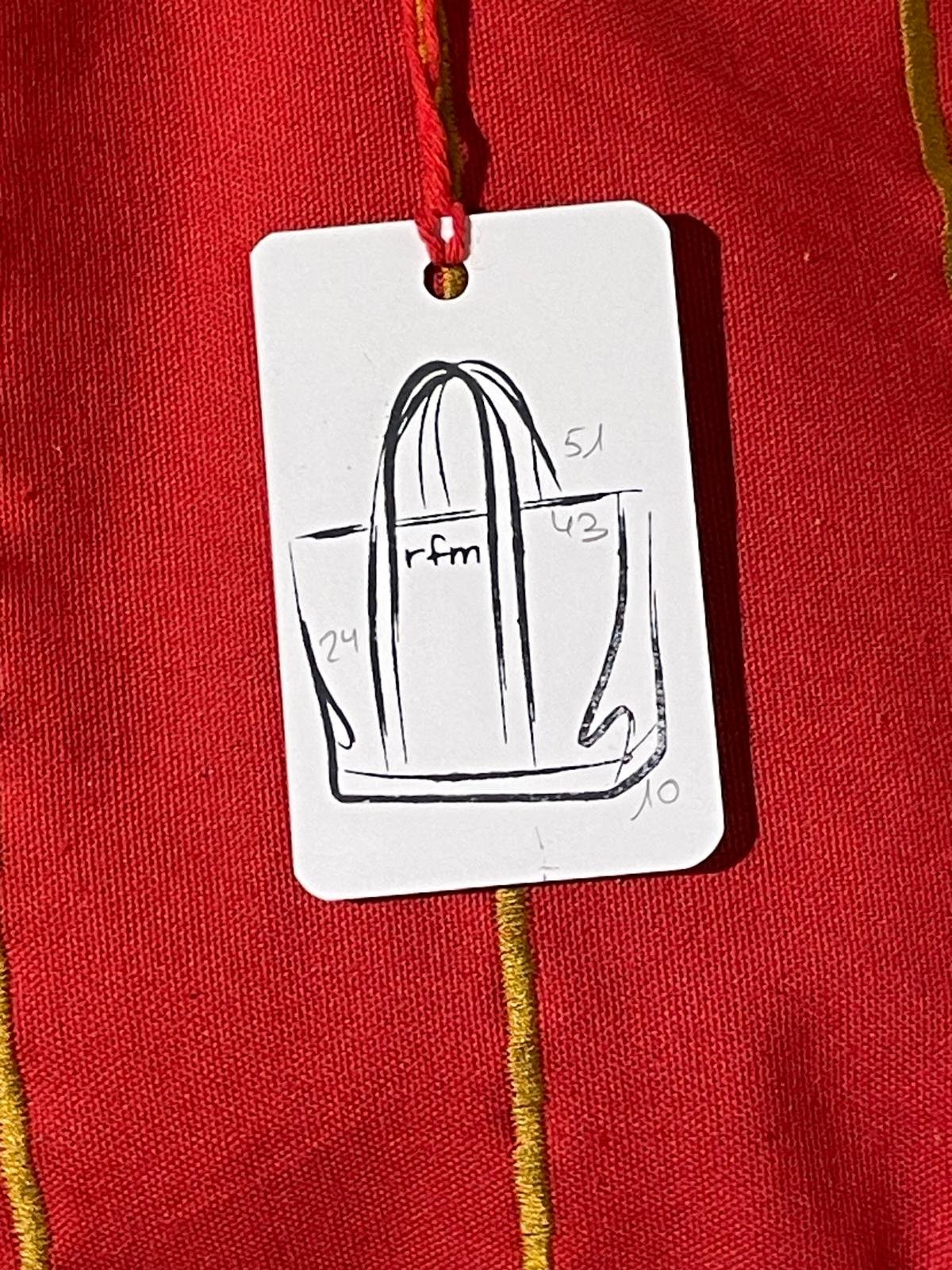 bolso algodón rojo con bordados amarillos - Imagen 2