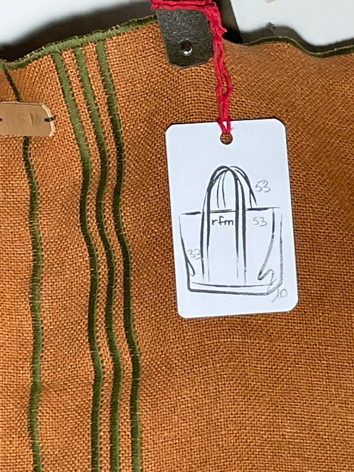 bolso lino caldera con bordados kaki - Imagen 2