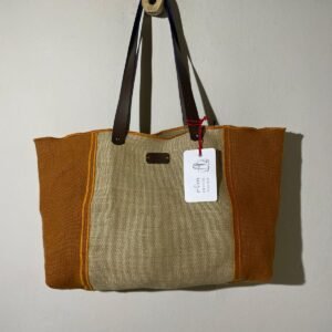 bolso lino beig y caldera combinado