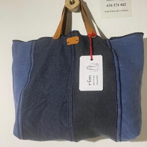 bolso lino combinado azules