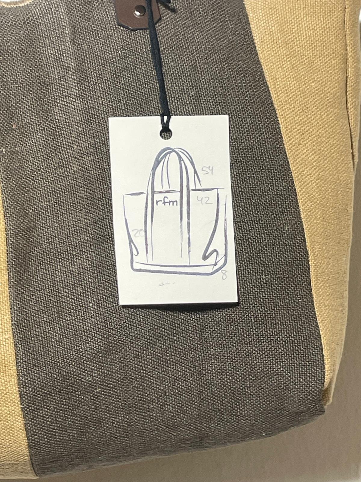 bolso lino combinado marrón beig y gris - Imagen 2