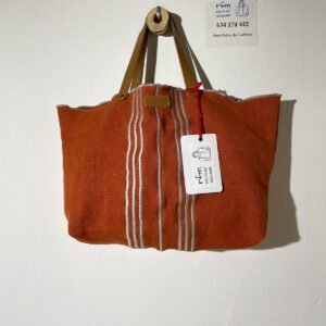 bolso lino caldera con bordados lila