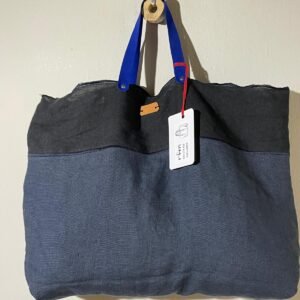 bolso lino combinado azules